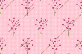 Pink Floral Sprig Minimal Textile Print