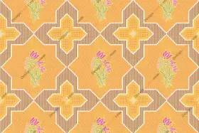 Geometric Floral Arch & Motif Textile Print