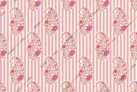 Pink & Ivory Floral Vine Stripe — Traditional Indian Textile Print