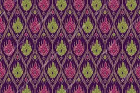 Ikat Inspired Lotus Motif Woven Textile Print