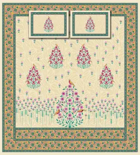 Minimal Floral Motif with Birds