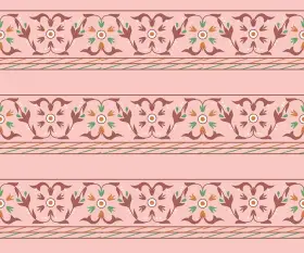 Traditional Floral Border Stripe Print