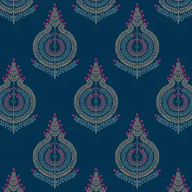 Royal Mughal Tropical Buta Border Print