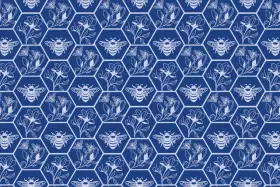 Honeycomb Bee Floral Seamless Textile Pattern