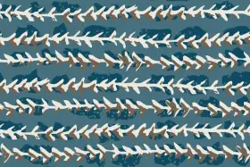 Dabu Leaf Stripe Seamless Textile Pattern