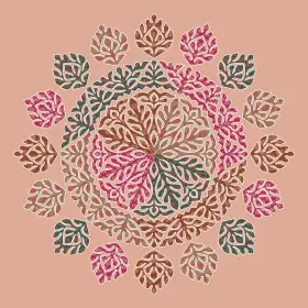 Kalamkari Lotus Mandala Textile Pattern