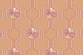 Hexagon Floral Frame Repeat Print