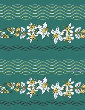 Tropical Floral Leaf Border Print