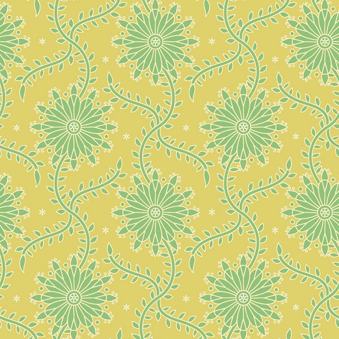 Seamless Floral Pattern Bright Yellow