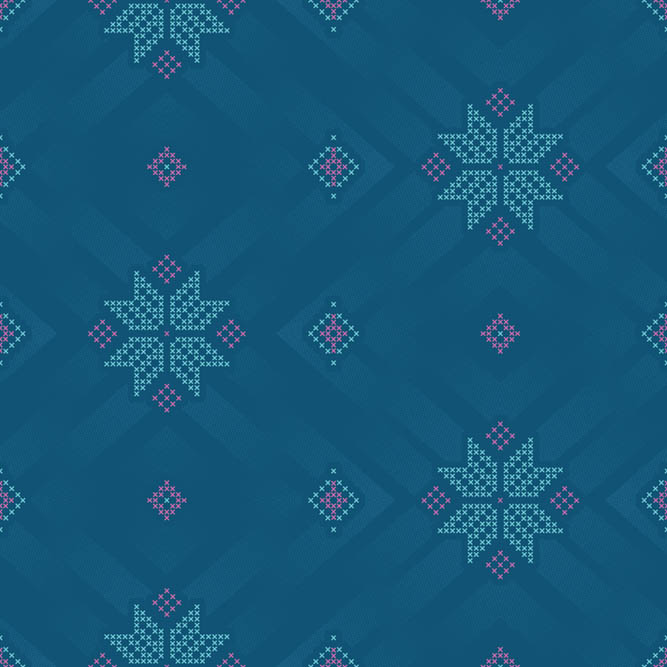 Seamless knitted pattern of white and turquoise