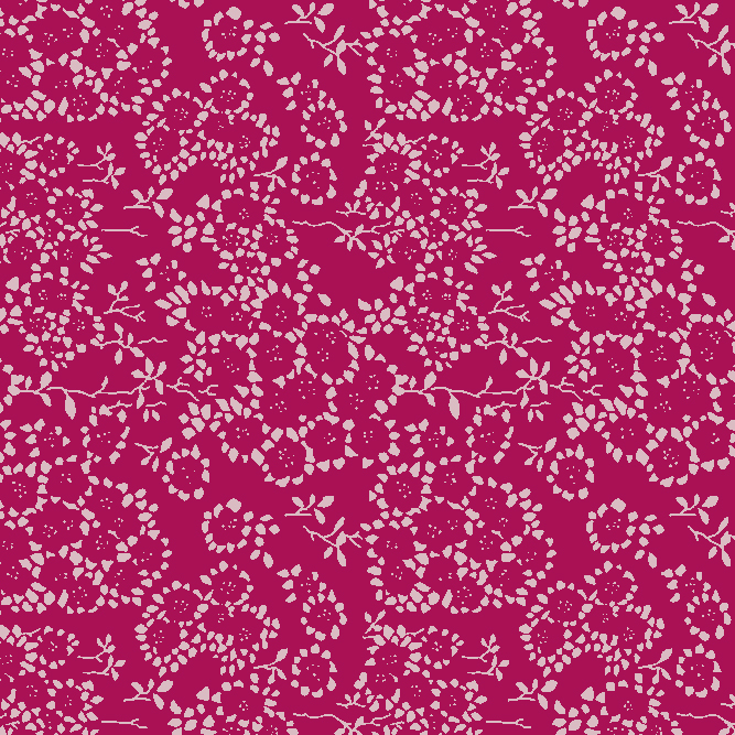 Seamless vintage floral lace pattern in pink and cream tones on magenta background – straight repeat layout for fabric and surface design