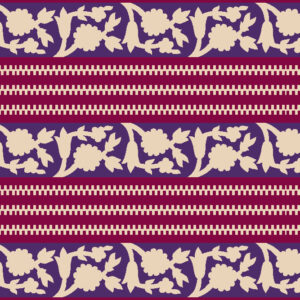 Indian floral and stripe digital pattern with beige flowers on violet and maroon striped background – ideal for ethnic borders and fashion prints, free to download.