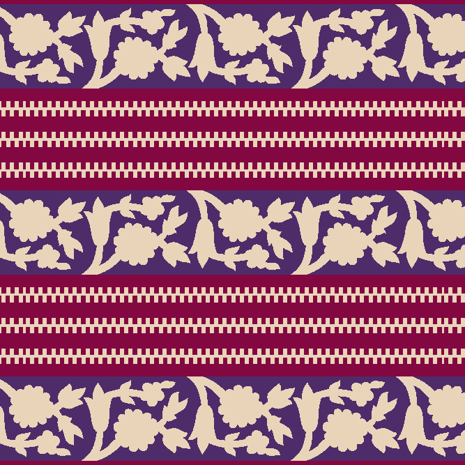 Indian floral and stripe digital pattern with beige flowers on violet and maroon striped background – ideal for ethnic borders and fashion prints, free to download.