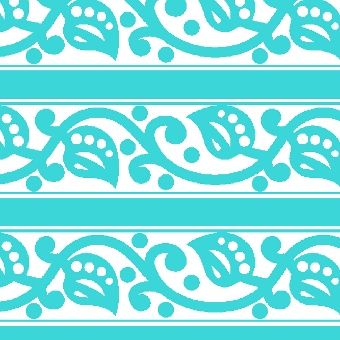"Neelpatra Vritta Border – Cyan leaf and vine pattern in horizontal stripes, Indian folk-inspired border design."
